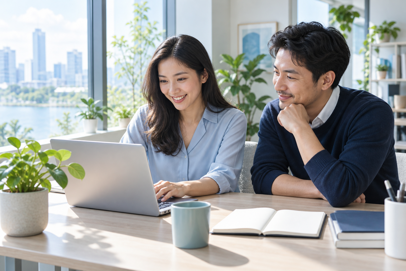 Nhân sự chủ động học kỹ năng số trong không gian làm việc sáng — minh họa AI