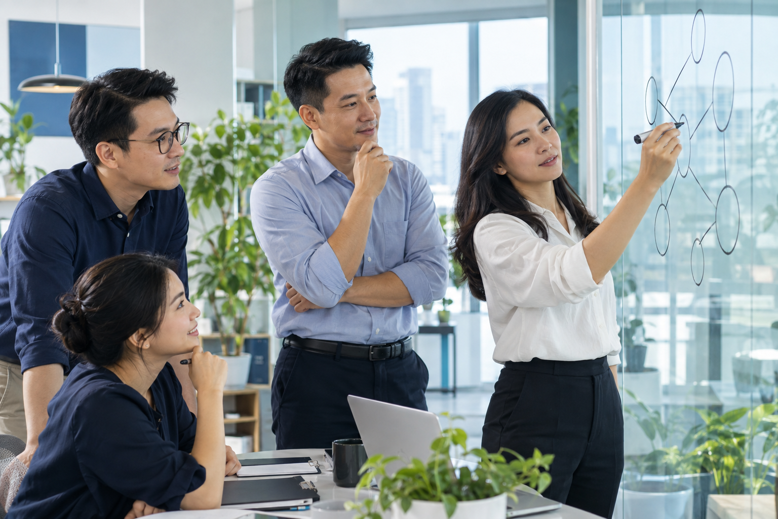 Đội ngũ lãnh đạo cùng xây dựng ưu tiên chiến lược — minh họa AI
