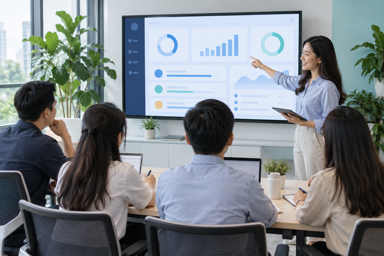 Learners exploring a learning management platform — AI illustration